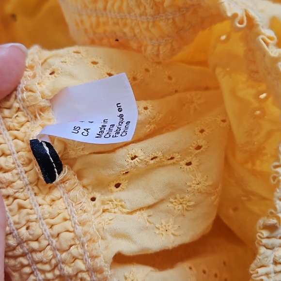 Yellow Eyelet Crop Top - Picture 2 of 4